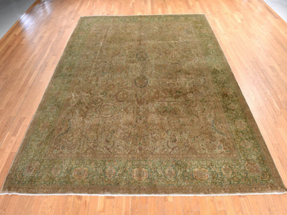 Brown 9'9" x 13'0" Vintage Hand knotted Wool Rug - Sku: O078480