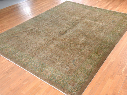 Brown 9'9" x 13'0" Vintage Hand knotted Wool Rug - Sku: O078480