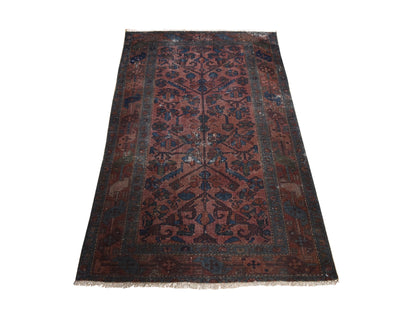 Brown 3'3" x 5'5" Antique Hand knotted Wool Rug - Sku: O078483