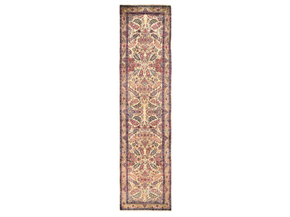 Kerman Antique hand-knotted wool runner in Ivory, 3' x 12' — SKU O078485