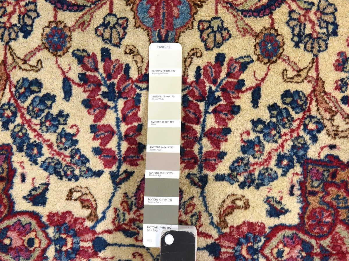 Kerman Antique hand-knotted wool runner in Ivory, 3' x 12' — SKU O078485 (view 5)