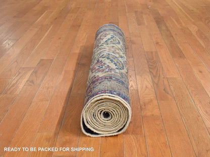 Kerman Antique hand-knotted wool runner in Ivory, 3' x 12' — SKU O078485 (view 7)