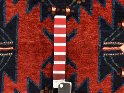 Antique hand-knotted wool rug in Red & Navy Blue, 5' x 8'6" — SKU O078487 (view 5)
