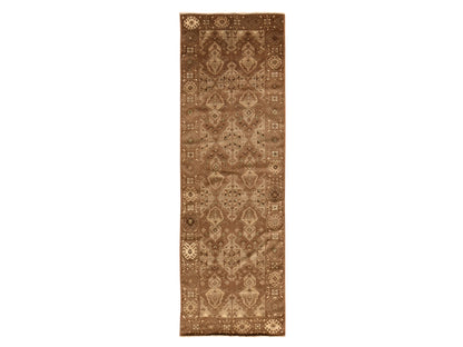 Brown 2'10" x 9'2" Tribal & Geometric Hand knotted Wool Rug - Sku: O078491
