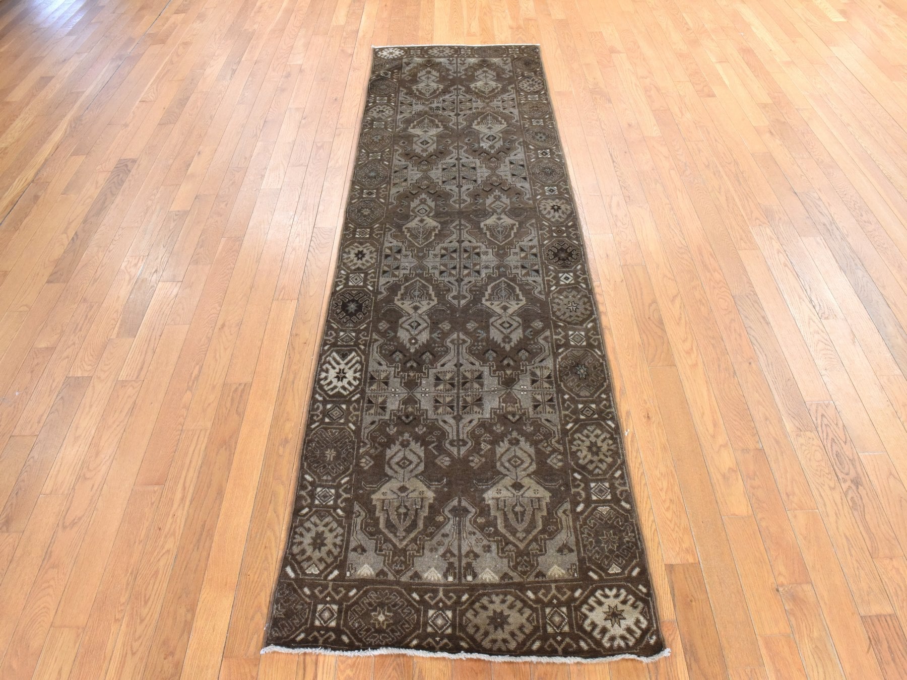 Brown 2'10" x 9'2" Tribal & Geometric Hand knotted Wool Rug - Sku: O078491