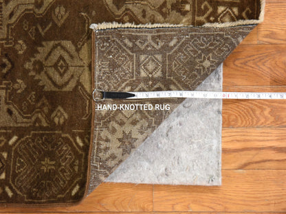 Brown 2'10" x 9'2" Tribal & Geometric Hand knotted Wool Rug - Sku: O078491
