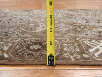 Brown 2'10" x 9'2" Tribal & Geometric Hand knotted Wool Rug - Sku: O078491
