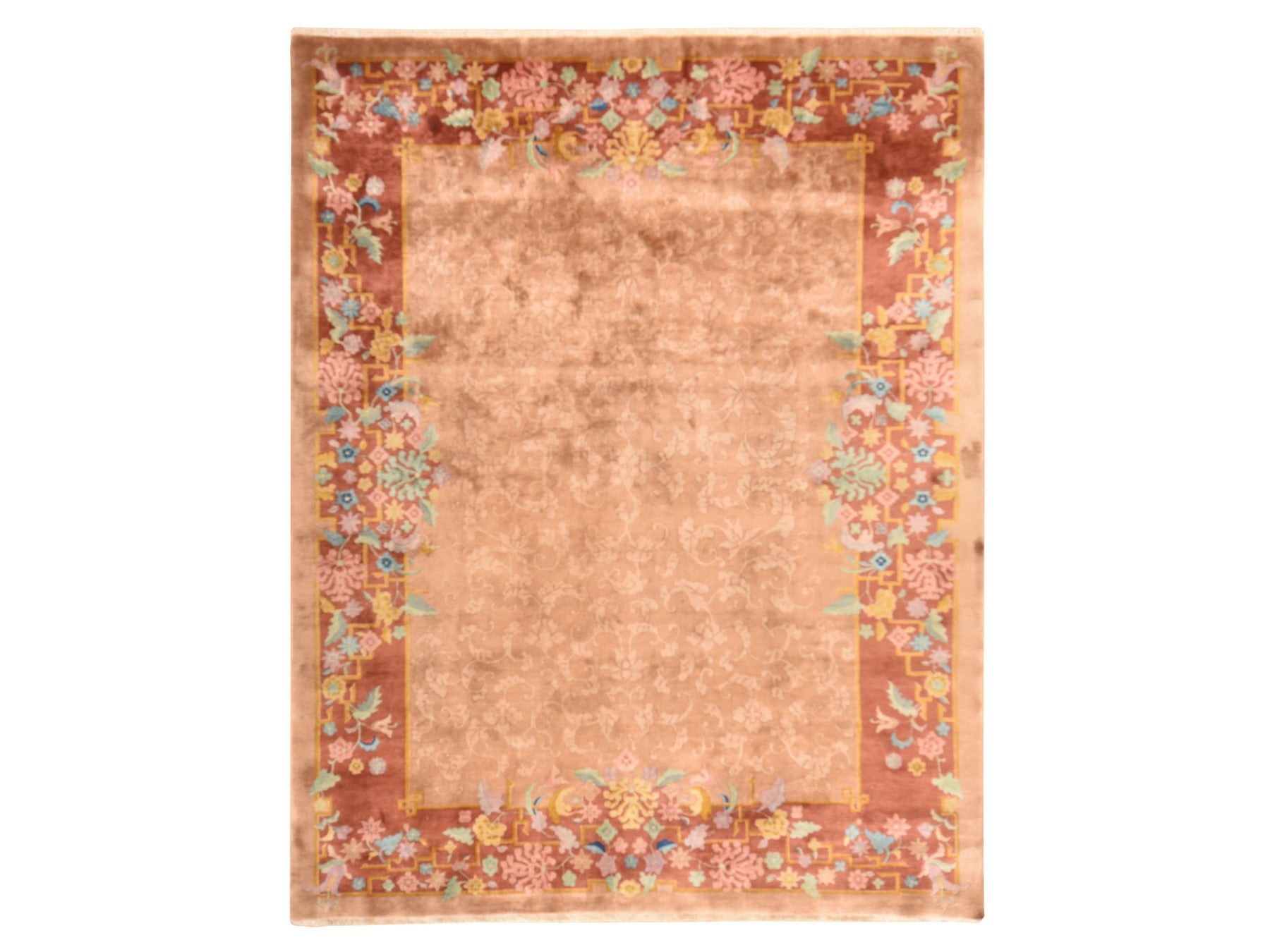 Brown 8'10" x 11'5" Antique Hand knotted Wool Rug - Sku: O078492
