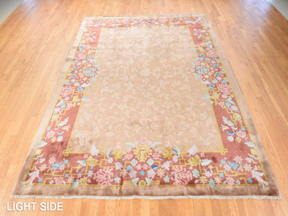 Brown 8'10" x 11'5" Antique Hand knotted Wool Rug - Sku: O078492