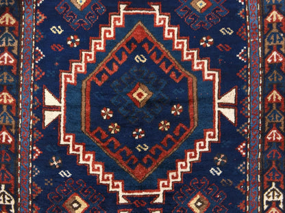 Blue 4'0" x 8'0" Antique Hand knotted Wool Rug - Sku: O078494