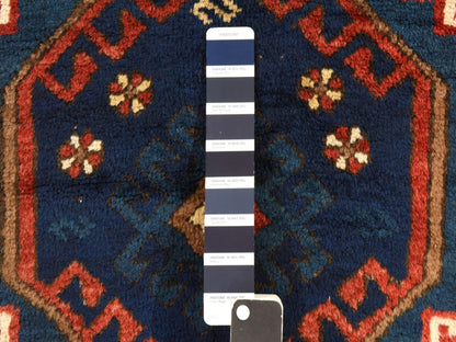Blue 4'0" x 8'0" Antique Hand knotted Wool Rug - Sku: O078494