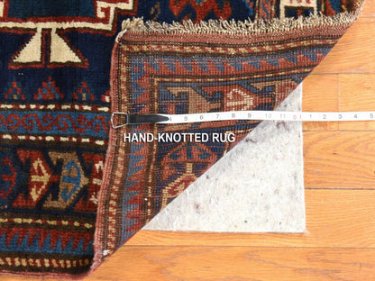 Blue 4'0" x 8'0" Antique Hand knotted Wool Rug - Sku: O078494
