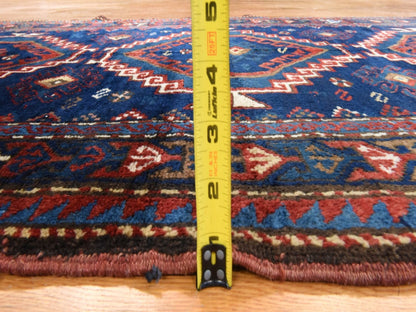 Blue 4'0" x 8'0" Antique Hand knotted Wool Rug - Sku: O078494