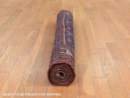 Blue 4'0" x 8'0" Antique Hand knotted Wool Rug - Sku: O078494
