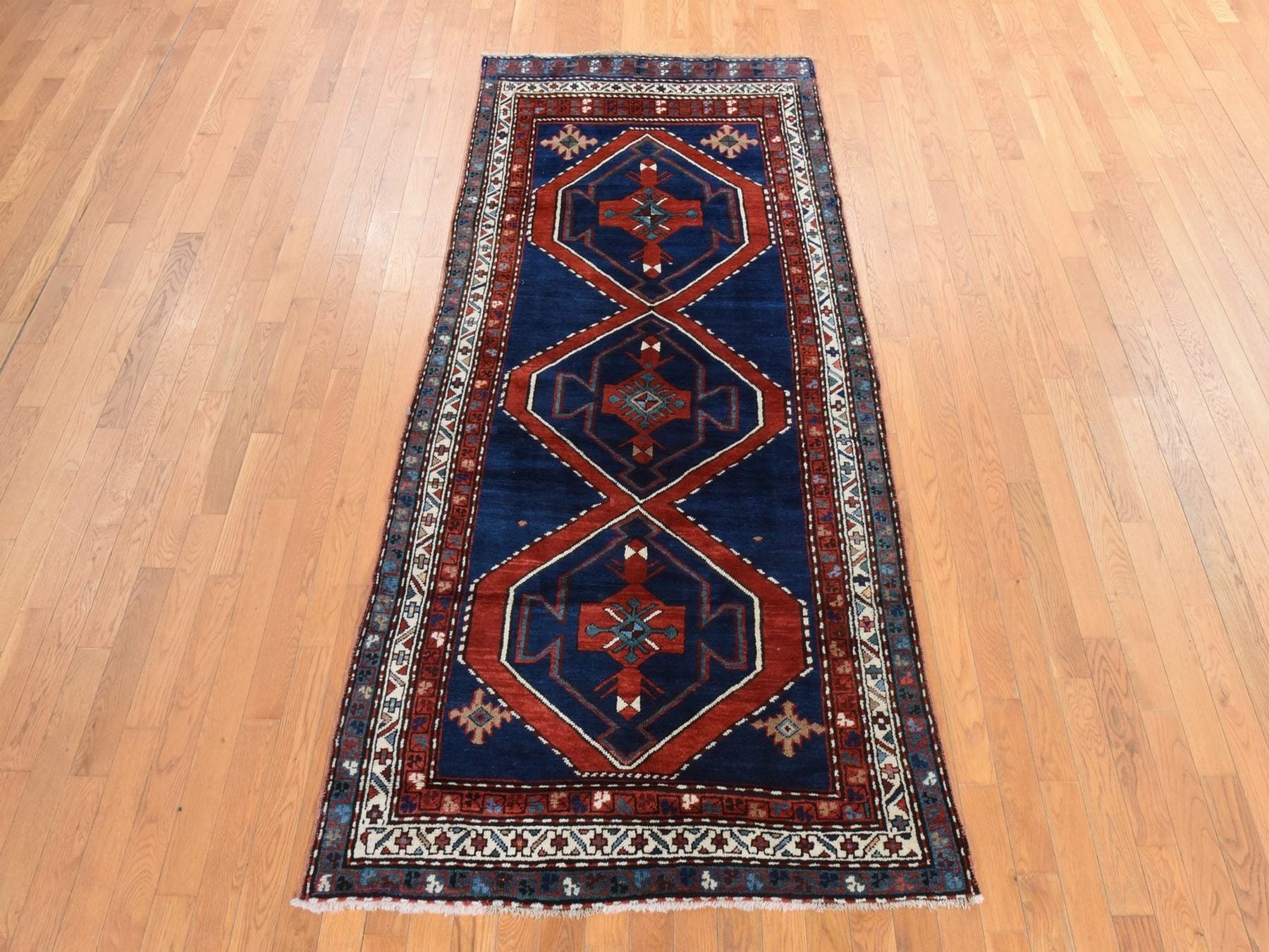 Blue 4'0" x 8'9" Antique Hand knotted Wool Rug - Sku: O078495