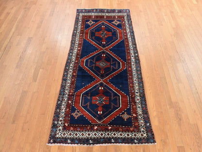 Blue 4'0" x 8'9" Antique Hand knotted Wool Rug - Sku: O078495