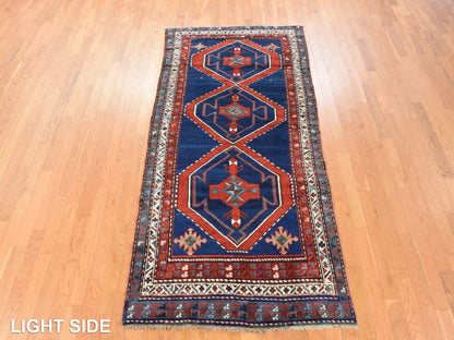 Blue 4'0" x 8'9" Antique Hand knotted Wool Rug - Sku: O078495