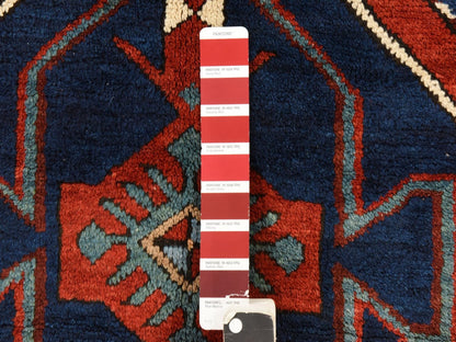Blue 4'0" x 8'9" Antique Hand knotted Wool Rug - Sku: O078495