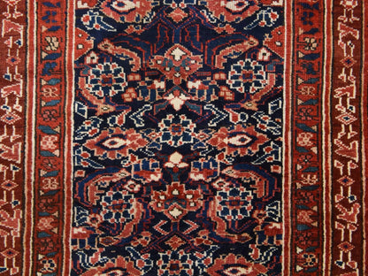 Blue 3'4" x 16'3" Antique Hand knotted Wool Rug - Sku: O078496