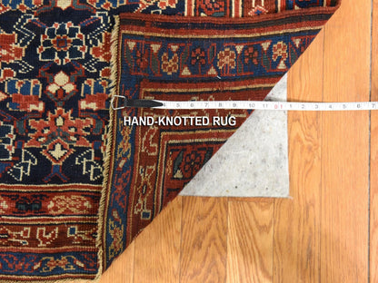 Blue 3'4" x 16'3" Antique Hand knotted Wool Rug - Sku: O078496