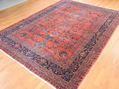 Red 10'4" x 14'4" Antique Hand knotted Wool Rug - Sku: O078498