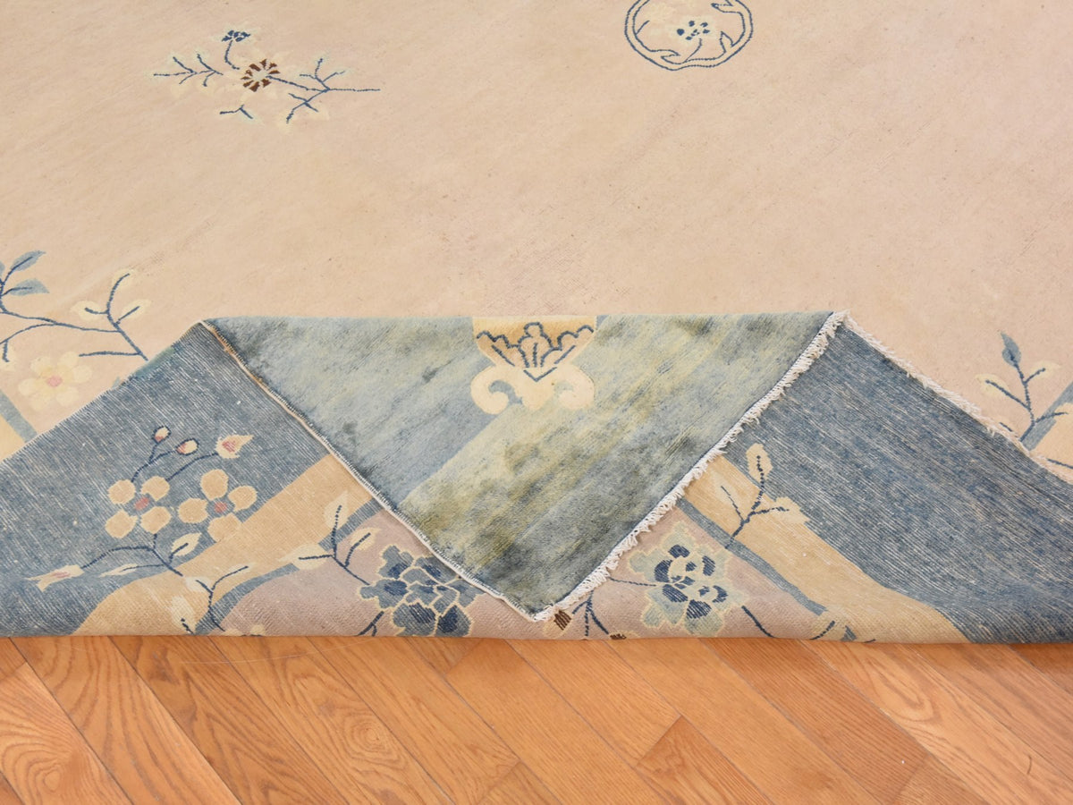 Antique hand-knotted wool rug in Pink & Gray, 10'8" x 15'8" — SKU O078499 (view 6)