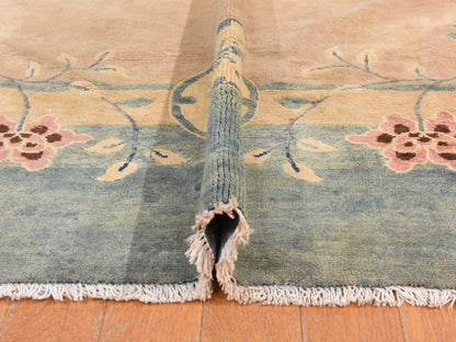 Antique hand-knotted wool rug in Pink & Gray, 10'8" x 15'8" — SKU O078499 (view 8)