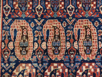 Blue 3'10" x 12'5" Antique Hand knotted Wool Rug - Sku: O078500