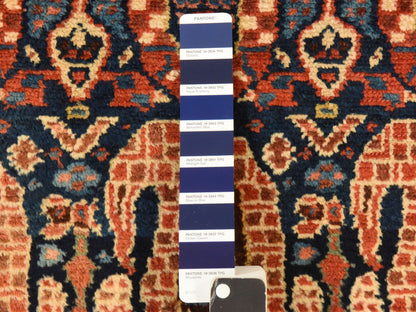 Blue 3'10" x 12'5" Antique Hand knotted Wool Rug - Sku: O078500