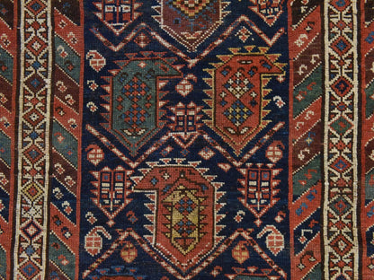 Blue 3'10" x 9'10" Antique Hand knotted Wool Rug - Sku: O078504