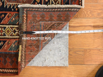Blue 3'10" x 9'10" Antique Hand knotted Wool Rug - Sku: O078504