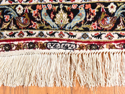 Fine Oriental hand-knotted silk rug in Red & Chocolate Brown, 1'7" x 2' — SKU O078511 (view 6)