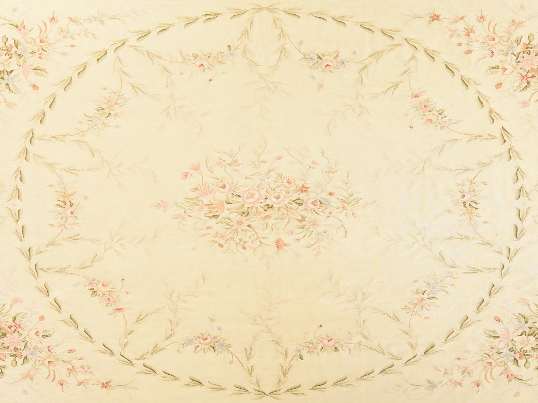 Aubusson Flat-Weave hand-knotted wool rug in Ivory, 11'9" x 15' — SKU O078514 (view 4)