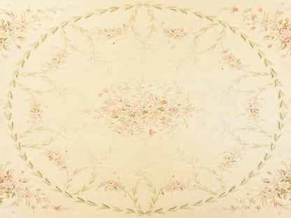 Aubusson Flat-Weave hand-knotted wool rug in Ivory, 11'9" x 15' — SKU O078514 (view 4)