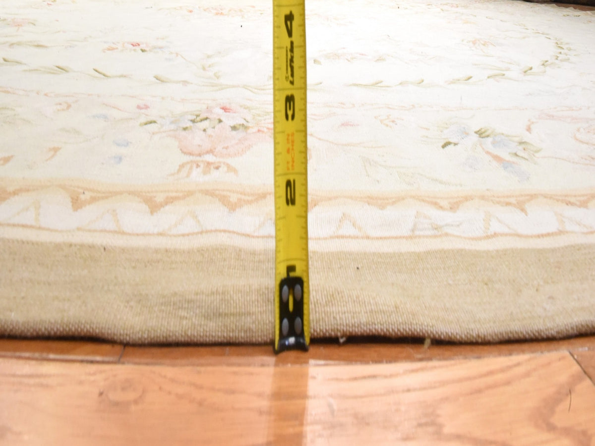 Aubusson Flat-Weave hand-knotted wool rug in Ivory, 11'9" x 15' — SKU O078514 (view 9)
