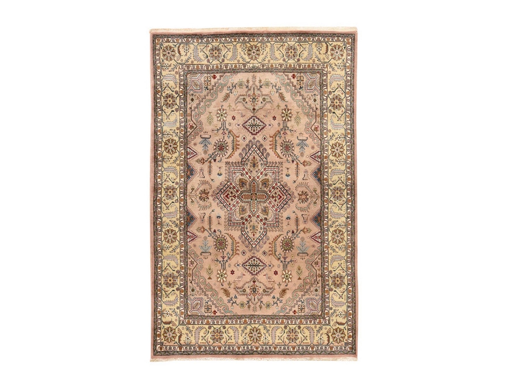 Beige 5'8" x 9'3" Vintage Hand knotted Wool Rug - Sku: O078516
