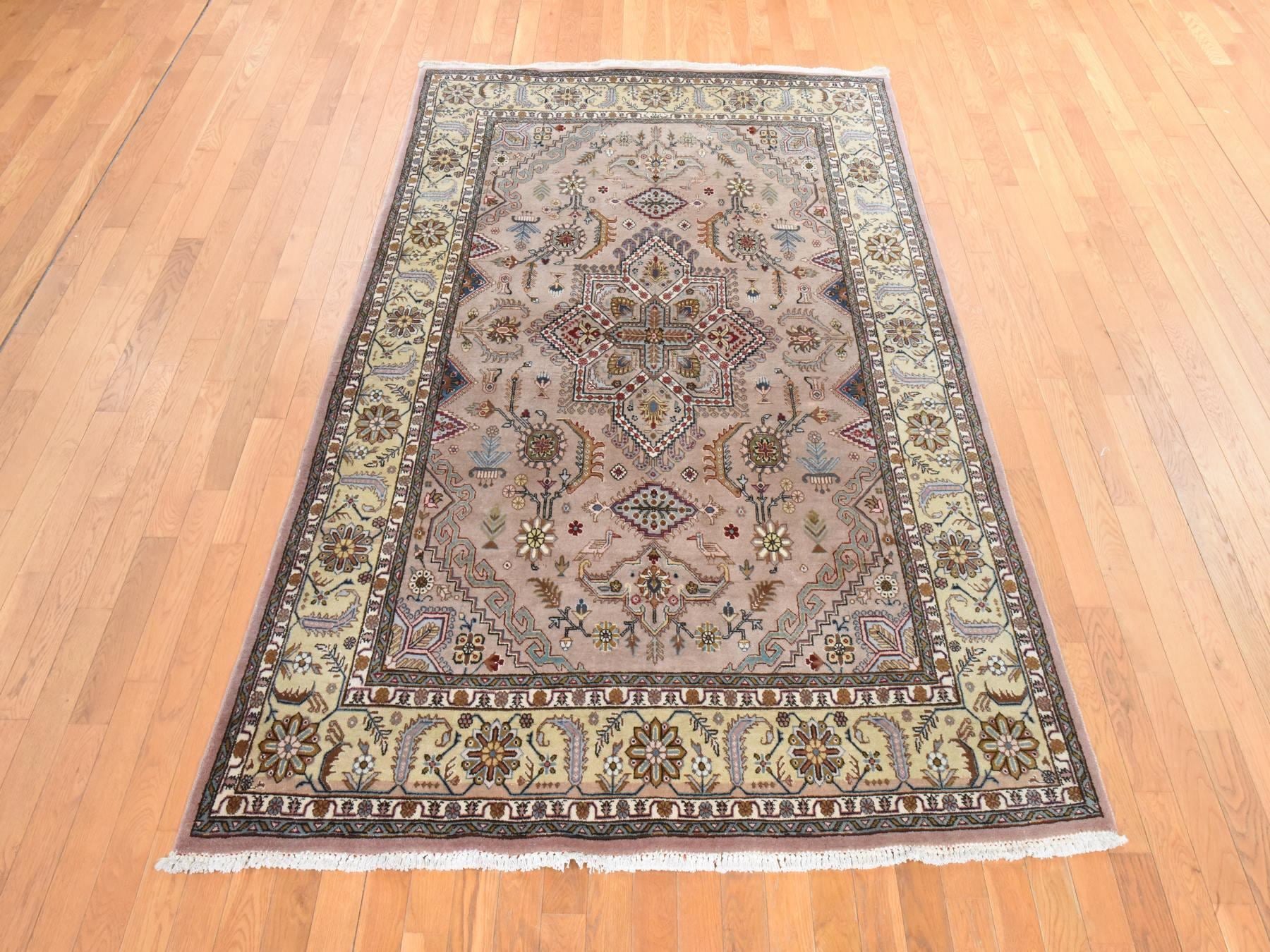 Beige 5'8" x 9'3" Vintage Hand knotted Wool Rug - Sku: O078516