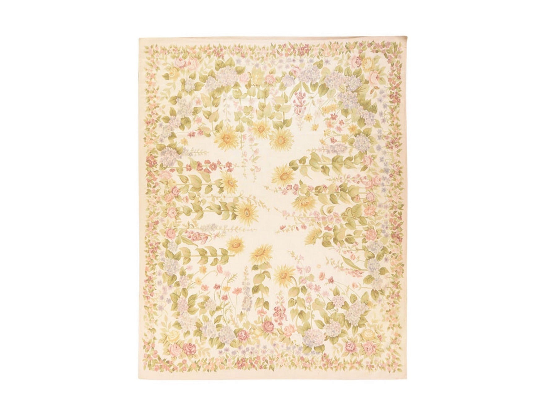 Aubusson Flat-Weave hand-knotted wool rug in Ivory, 8' x 10'2" — SKU O078517