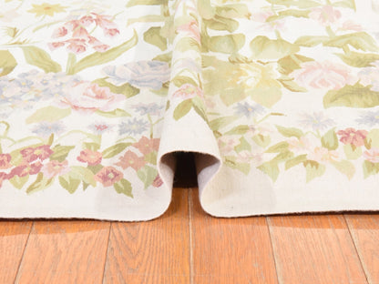 Aubusson Flat-Weave hand-knotted wool rug in Ivory, 8' x 10'2" — SKU O078517 (view 7)