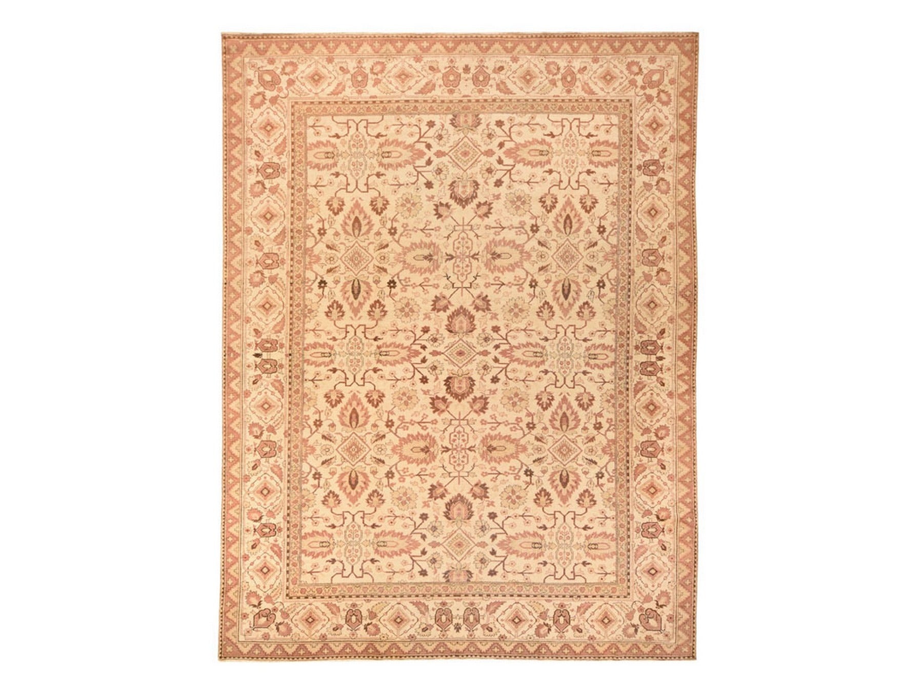 Agra Antique hand-knotted wool rug in Ivory, 10'7" x 14'1" — SKU O078518