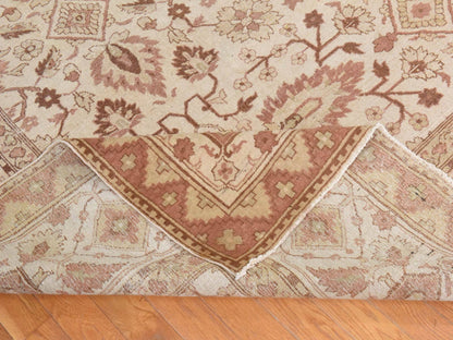 Ivory 10'7" x 14'1" Antique Hand knotted Wool Rug - Sku: O078518