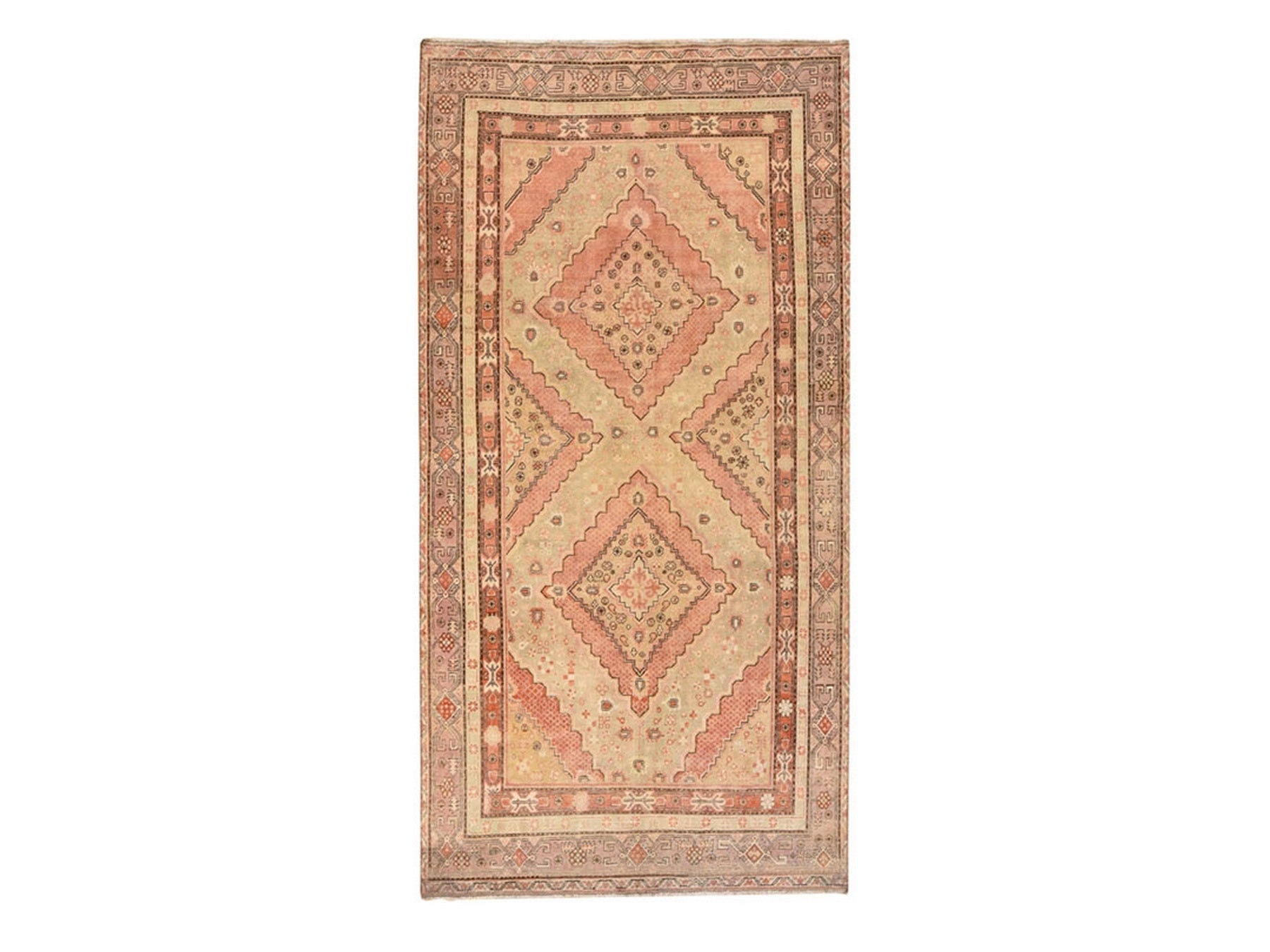 Beige 6'3" x 12'8" Antique Hand knotted Wool Rug - Sku: O078520