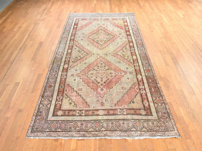 Beige 6'3" x 12'8" Antique Hand knotted Wool Rug - Sku: O078520