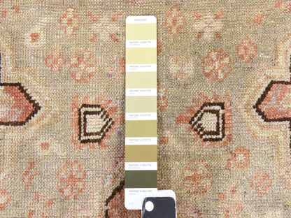 Beige 6'3" x 12'8" Antique Hand knotted Wool Rug - Sku: O078520