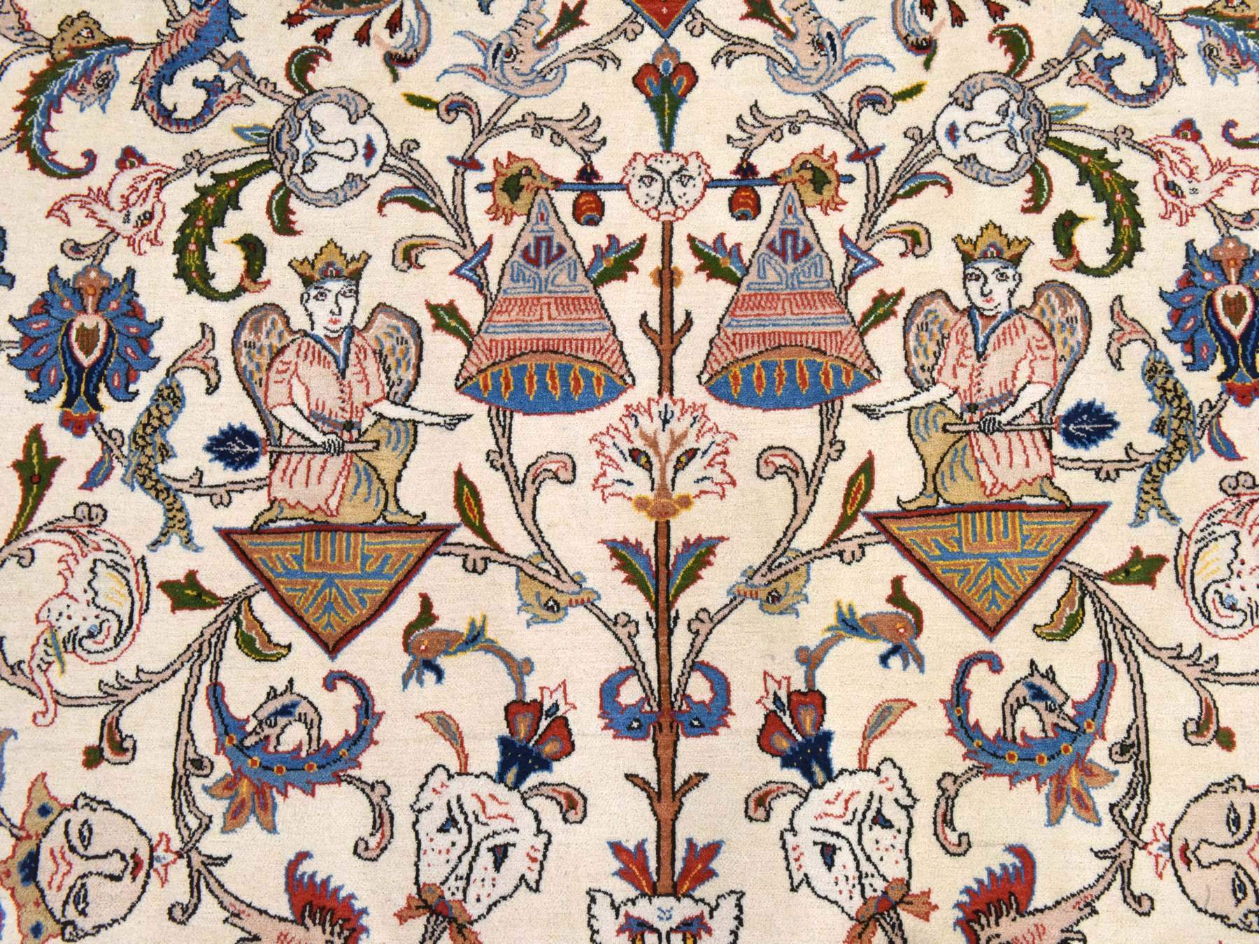Vintage hand-knotted wool rug in Ivory & Brown, 6' x 9'5" — SKU O078523 (view 4)