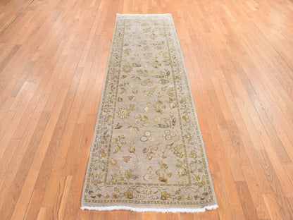 Brown 3'0" x 9'4" Rajasthan Hand knotted Wool/Silk Rug - Sku: O078528