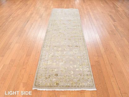 Brown 3'0" x 9'4" Rajasthan Hand knotted Wool/Silk Rug - Sku: O078528
