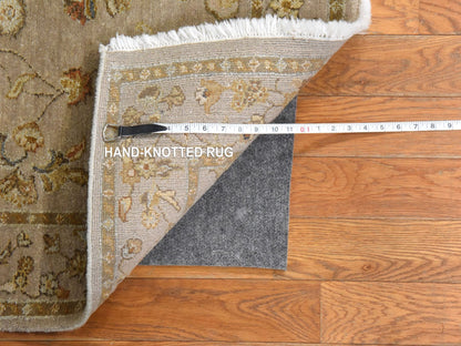 Brown 3'0" x 9'4" Rajasthan Hand knotted Wool/Silk Rug - Sku: O078528