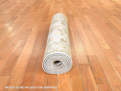 Brown 3'0" x 9'4" Rajasthan Hand knotted Wool/Silk Rug - Sku: O078528