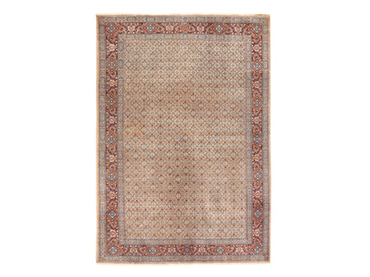 Tabriz Vintage hand-knotted wool rug in Ivory & Red, 6'7" x 9'10" — SKU O078529